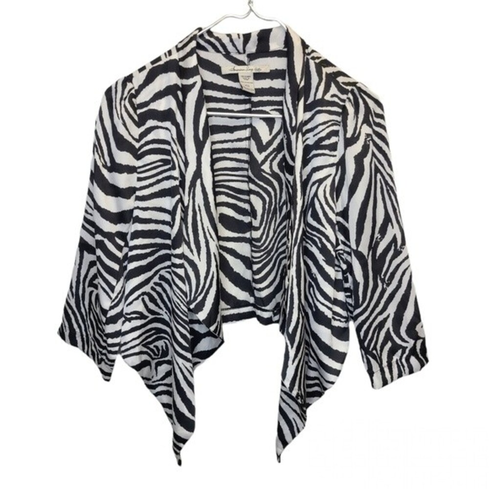 American Rag Women's XS Zebra Print Open Cropped Kimono Top